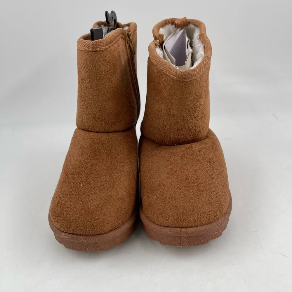 NEW! Kidgets Unisex Kids Cognac Sherpa Lined Zippered Winter Boots - Size 7/8